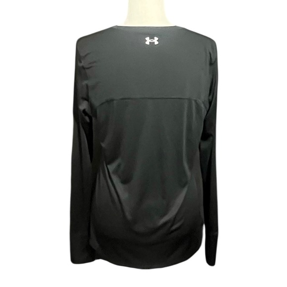 Under Armour Long Sleeve Shirt Womens Large Black Fitted Graphic Tee Stretch - Picture 2 of 6